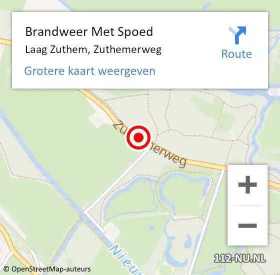 Locatie op kaart van de 112 melding: Brandweer Met Spoed Naar Laag Zuthem, Zuthemerweg op 13 juni 2014 09:08