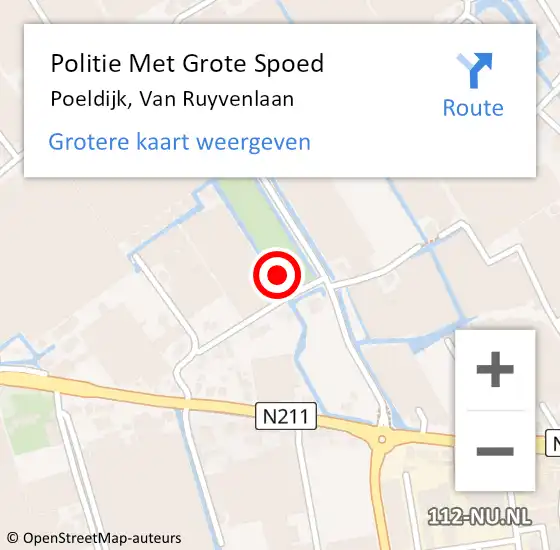 Locatie op kaart van de 112 melding: Politie Met Grote Spoed Naar Poeldijk, Van Ruyvenlaan op 13 juni 2021 18:47