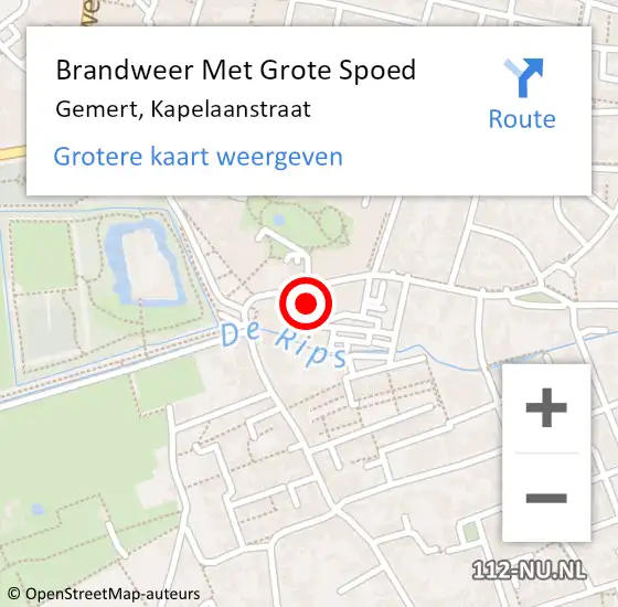 Locatie op kaart van de 112 melding: Brandweer Met Grote Spoed Naar Gemert, Kapelaanstraat op 13 juni 2021 19:06