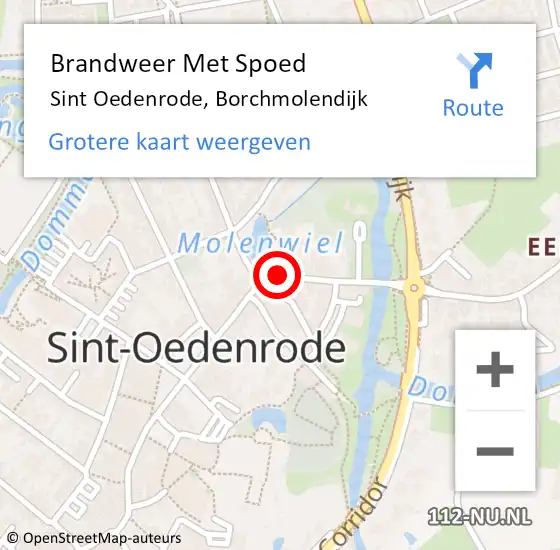 Locatie op kaart van de 112 melding: Brandweer Met Spoed Naar Sint Oedenrode, Borchmolendijk op 13 juni 2021 19:10