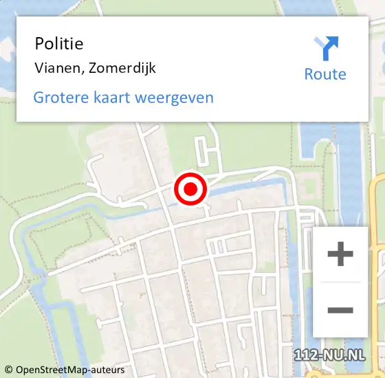 Locatie op kaart van de 112 melding: Politie Vianen, Zomerdijk op 13 juni 2021 19:12