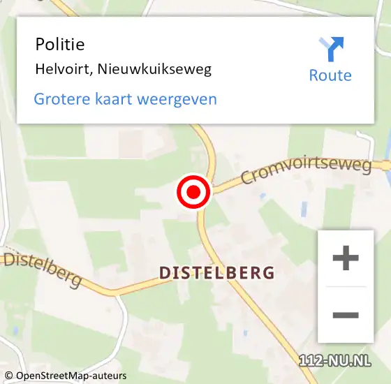 Locatie op kaart van de 112 melding: Politie Helvoirt, Nieuwkuikseweg op 13 juni 2021 19:19