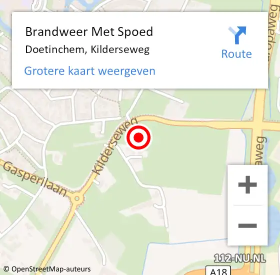 Locatie op kaart van de 112 melding: Brandweer Met Spoed Naar Doetinchem, Kilderseweg op 13 juni 2021 19:20