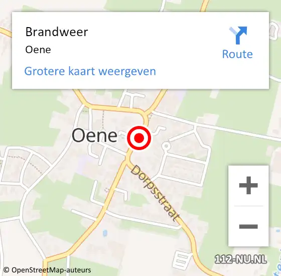 Locatie op kaart van de 112 melding: Brandweer Oene op 13 juni 2021 19:36