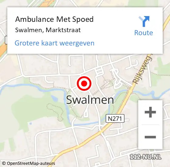 Locatie op kaart van de 112 melding: Ambulance Met Spoed Naar Swalmen, Marktstraat op 13 juni 2021 20:06