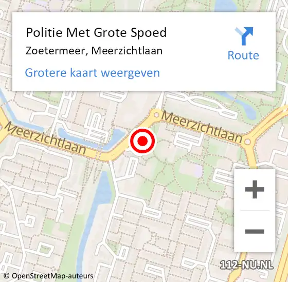 Locatie op kaart van de 112 melding: Politie Met Grote Spoed Naar Zoetermeer, Meerzichtlaan op 13 juni 2021 20:18
