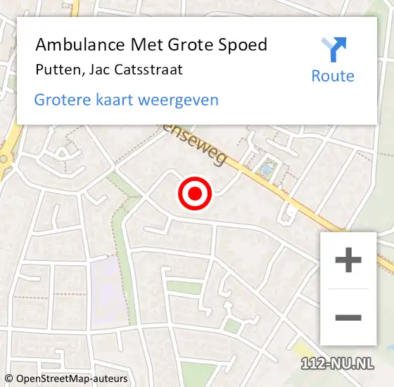 Locatie op kaart van de 112 melding: Ambulance Met Grote Spoed Naar Putten, Jac Catsstraat op 13 juni 2021 20:31