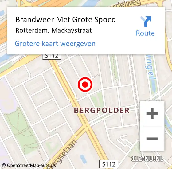 Locatie op kaart van de 112 melding: Brandweer Met Grote Spoed Naar Rotterdam, Mackaystraat op 13 juni 2021 20:35