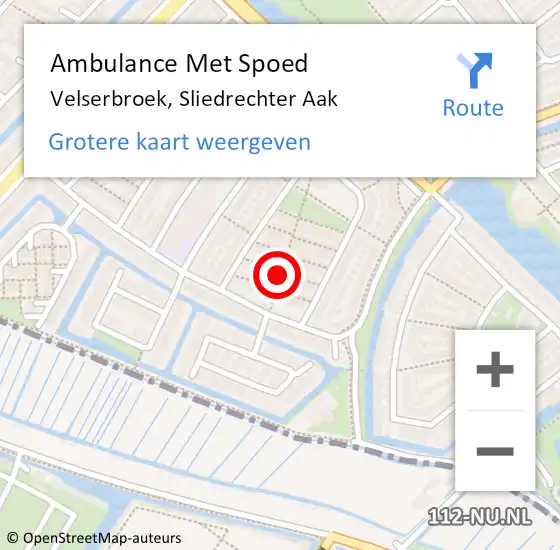 Locatie op kaart van de 112 melding: Ambulance Met Spoed Naar Velserbroek, Sliedrechter Aak op 13 juni 2021 21:01