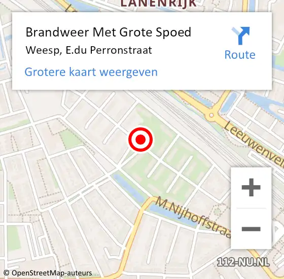 Locatie op kaart van de 112 melding: Brandweer Met Grote Spoed Naar Weesp, E.du Perronstraat op 13 juni 2021 21:25