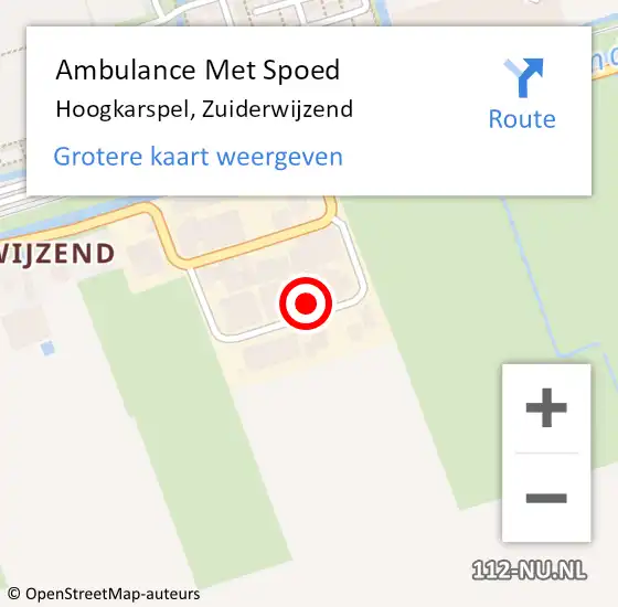 Locatie op kaart van de 112 melding: Ambulance Met Spoed Naar Hoogkarspel, Zuiderwijzend op 13 juni 2021 21:52