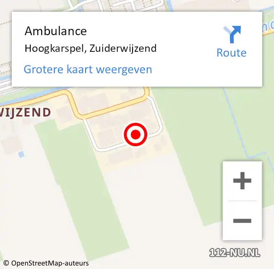 Locatie op kaart van de 112 melding: Ambulance Hoogkarspel, Zuiderwijzend op 13 juni 2021 21:53