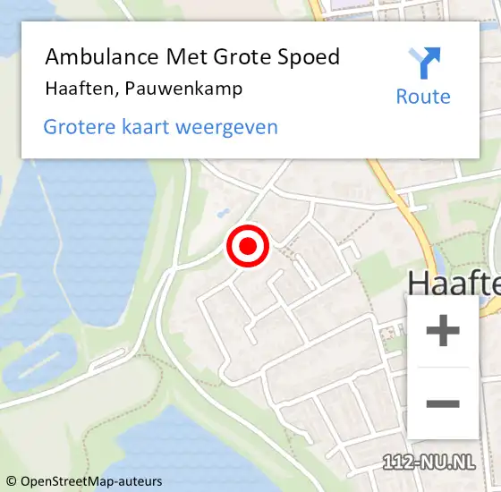 Locatie op kaart van de 112 melding: Ambulance Met Grote Spoed Naar Haaften, Pauwenkamp op 13 juni 2021 22:06