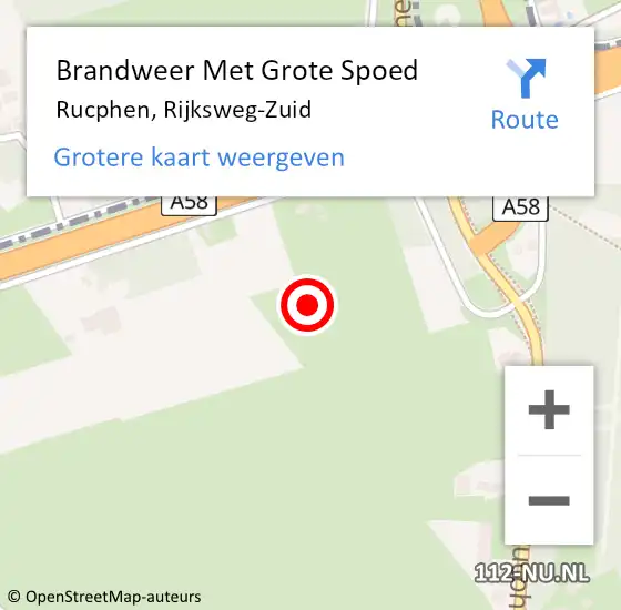 Locatie op kaart van de 112 melding: Brandweer Met Grote Spoed Naar Rucphen, Rijksweg-Zuid op 13 juni 2021 22:06