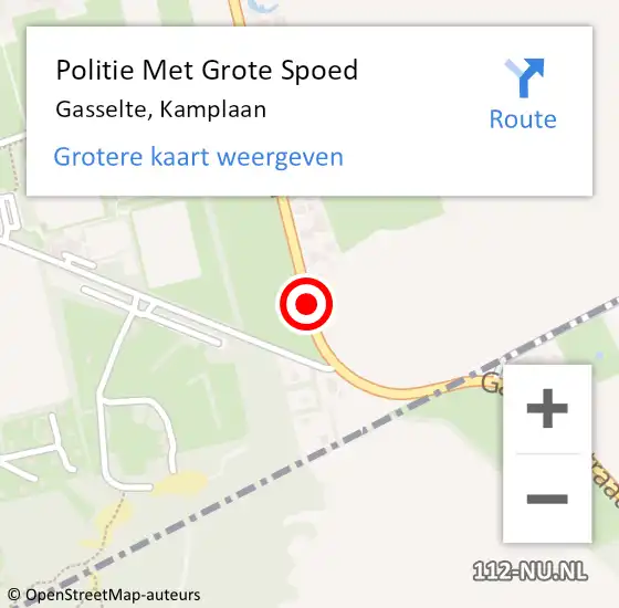 Locatie op kaart van de 112 melding: Politie Met Grote Spoed Naar Gasselte, Kamplaan op 13 juni 2021 22:13