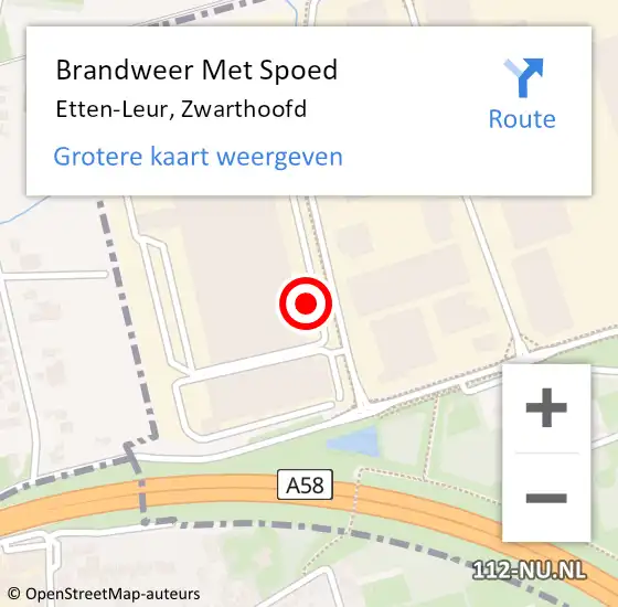 Locatie op kaart van de 112 melding: Brandweer Met Spoed Naar Etten-Leur, Zwarthoofd op 13 juni 2021 22:26