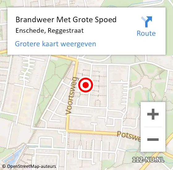 Locatie op kaart van de 112 melding: Brandweer Met Grote Spoed Naar Enschede, Reggestraat op 13 juni 2021 22:44
