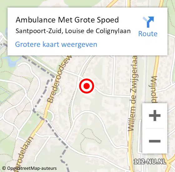 Locatie op kaart van de 112 melding: Ambulance Met Grote Spoed Naar Santpoort-Zuid, Louise de Colignylaan op 13 juni 2021 22:49