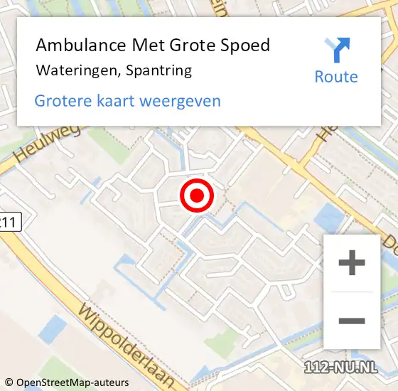 Locatie op kaart van de 112 melding: Ambulance Met Grote Spoed Naar Wateringen, Spantring op 13 juni 2021 23:17