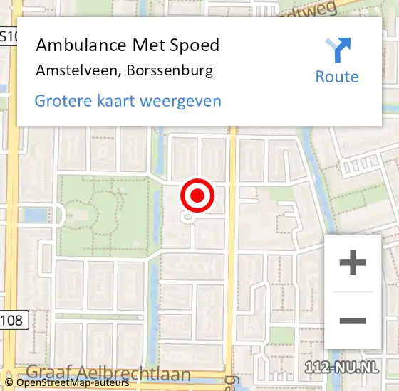 Locatie op kaart van de 112 melding: Ambulance Met Spoed Naar Amstelveen, Borssenburg op 13 juni 2021 23:19