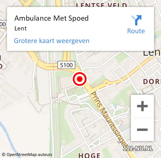 Locatie op kaart van de 112 melding: Ambulance Met Spoed Naar Lent op 13 juni 2021 23:29
