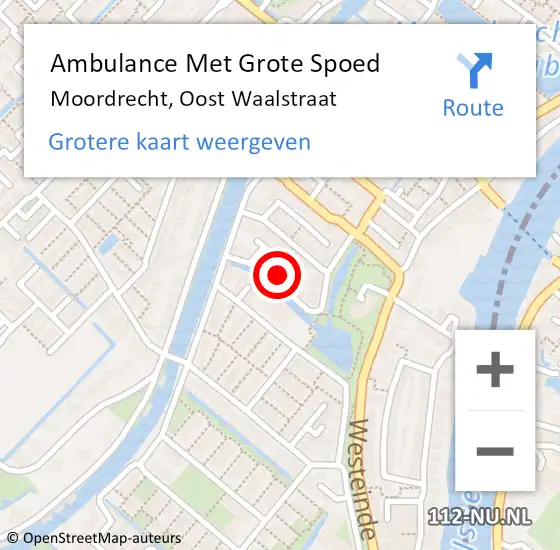 Locatie op kaart van de 112 melding: Ambulance Met Grote Spoed Naar Moordrecht, Oost Waalstraat op 13 juni 2021 23:46