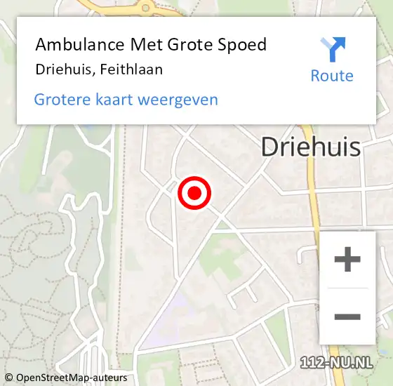 Locatie op kaart van de 112 melding: Ambulance Met Grote Spoed Naar Driehuis, Feithlaan op 14 juni 2021 00:00