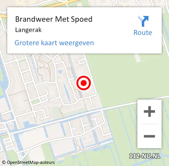 Locatie op kaart van de 112 melding: Brandweer Met Spoed Naar Langerak op 14 juni 2021 00:12