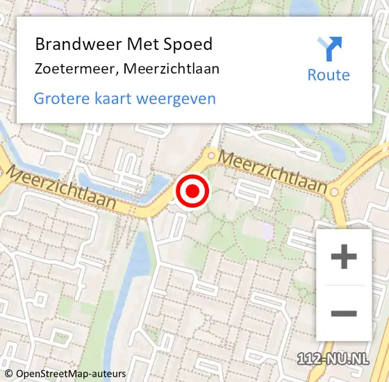 Locatie op kaart van de 112 melding: Brandweer Met Spoed Naar Zoetermeer, Meerzichtlaan op 14 juni 2021 00:25