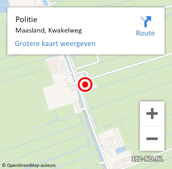 Locatie op kaart van de 112 melding: Politie Maasland, Kwakelweg op 14 juni 2021 00:30