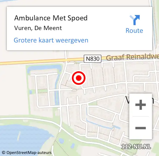 Locatie op kaart van de 112 melding: Ambulance Met Spoed Naar Vuren, De Meent op 14 juni 2021 00:30