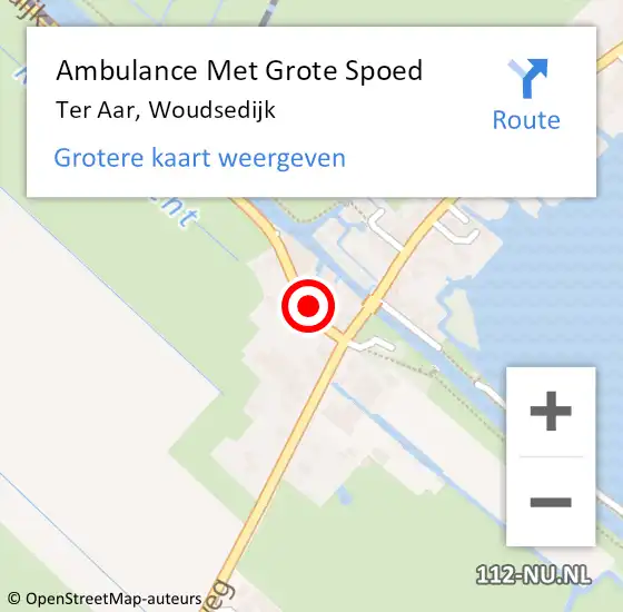 Locatie op kaart van de 112 melding: Ambulance Met Grote Spoed Naar Ter Aar, Woudsedijk op 14 juni 2021 00:36