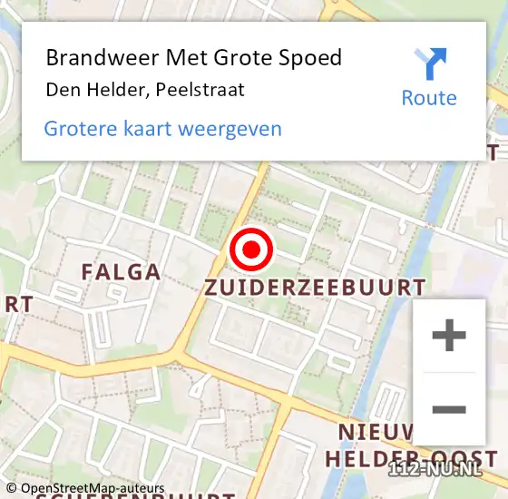 Locatie op kaart van de 112 melding: Brandweer Met Grote Spoed Naar Den Helder, Peelstraat op 14 juni 2021 00:39