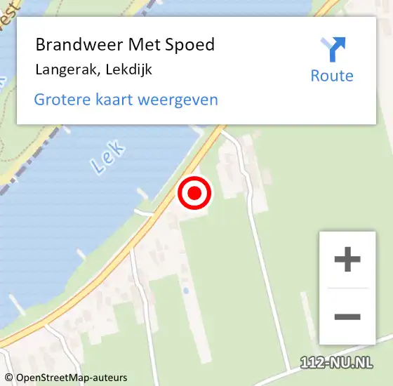 Locatie op kaart van de 112 melding: Brandweer Met Spoed Naar Langerak, Lekdijk op 14 juni 2021 00:47