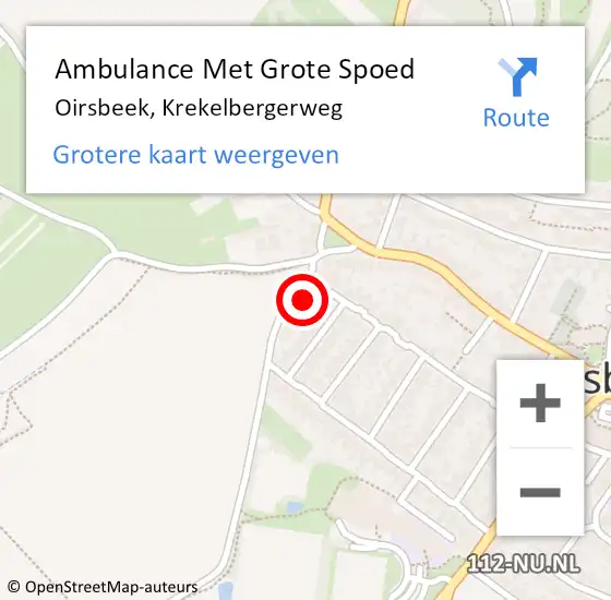 Locatie op kaart van de 112 melding: Ambulance Met Grote Spoed Naar Oirsbeek, Krekelbergerweg op 13 juni 2014 09:30