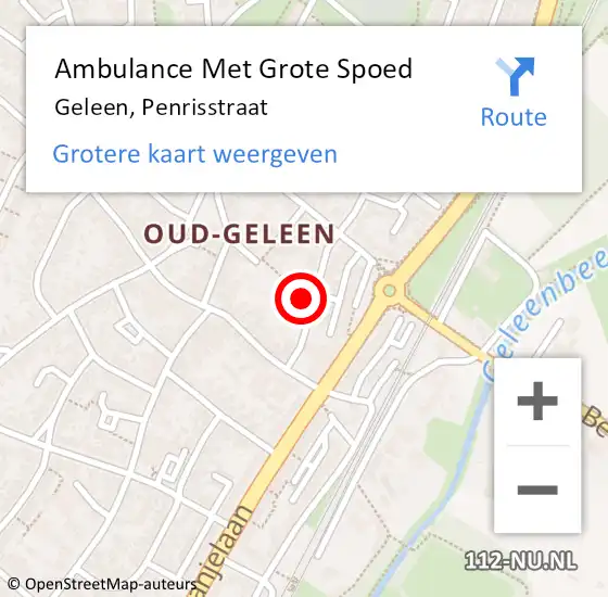 Locatie op kaart van de 112 melding: Ambulance Met Grote Spoed Naar Geleen, Penrisstraat op 13 juni 2014 09:34