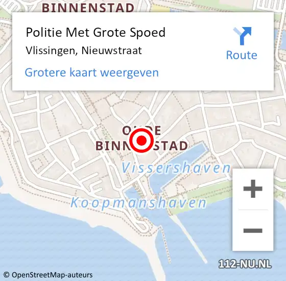 Locatie op kaart van de 112 melding: Politie Met Grote Spoed Naar Vlissingen, Nieuwstraat op 14 juni 2021 01:53