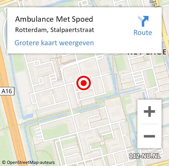 Locatie op kaart van de 112 melding: Ambulance Met Spoed Naar Rotterdam, Stalpaertstraat op 14 juni 2021 02:29