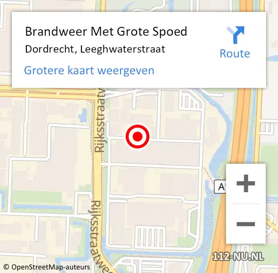 Locatie op kaart van de 112 melding: Brandweer Met Grote Spoed Naar Dordrecht, Leeghwaterstraat op 14 juni 2021 03:15