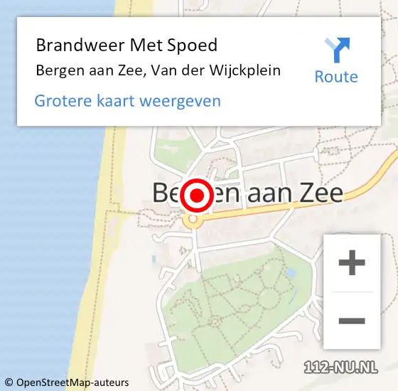 Locatie op kaart van de 112 melding: Brandweer Met Spoed Naar Bergen aan Zee, Van der Wijckplein op 14 juni 2021 03:31