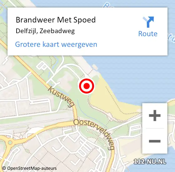 Locatie op kaart van de 112 melding: Brandweer Met Spoed Naar Delfzijl, Zeebadweg op 14 juni 2021 03:32