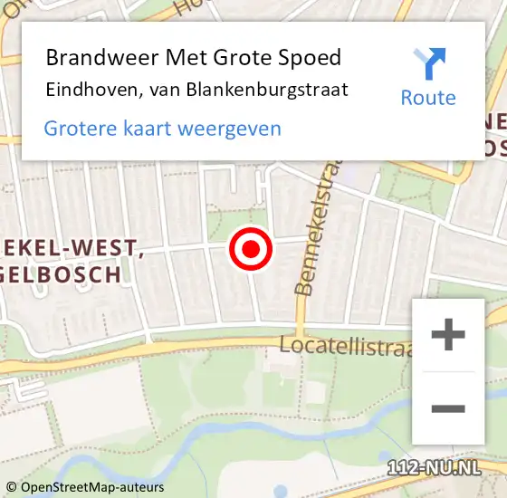 Locatie op kaart van de 112 melding: Brandweer Met Grote Spoed Naar Eindhoven, van Blankenburgstraat op 14 juni 2021 04:26