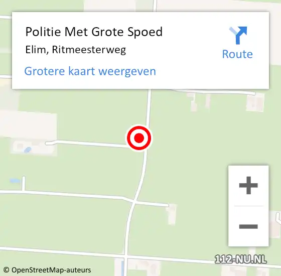 Locatie op kaart van de 112 melding: Politie Met Grote Spoed Naar Elim, Ritmeesterweg op 14 juni 2021 04:45