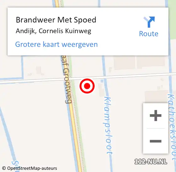 Locatie op kaart van de 112 melding: Brandweer Met Spoed Naar Andijk, Cornelis Kuinweg op 14 juni 2021 04:49