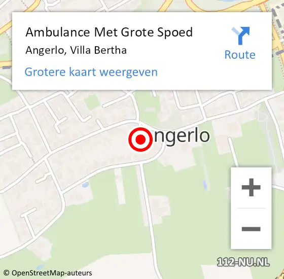 Locatie op kaart van de 112 melding: Ambulance Met Grote Spoed Naar Angerlo, Villa Bertha op 14 juni 2021 05:08