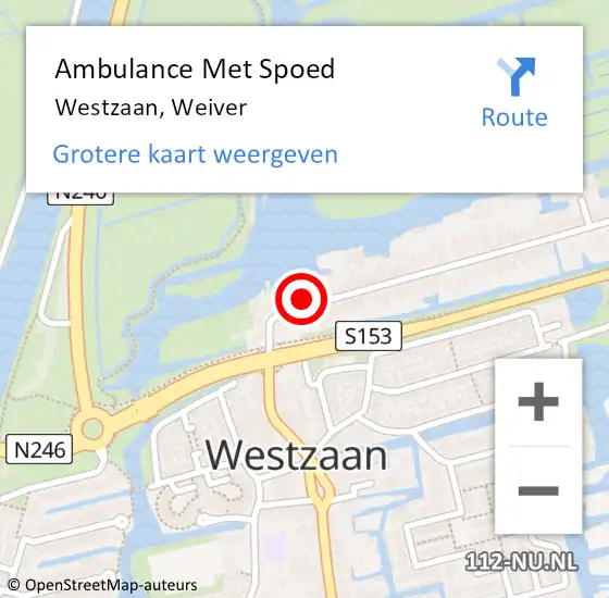 Locatie op kaart van de 112 melding: Ambulance Met Spoed Naar Westzaan, Weiver op 14 juni 2021 05:19