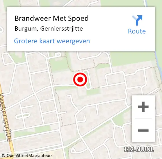 Locatie op kaart van de 112 melding: Brandweer Met Spoed Naar Burgum, Gerniersstrjitte op 14 juni 2021 05:45