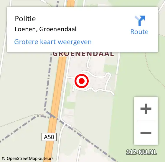 Locatie op kaart van de 112 melding: Politie Loenen, Groenendaal op 14 juni 2021 06:09