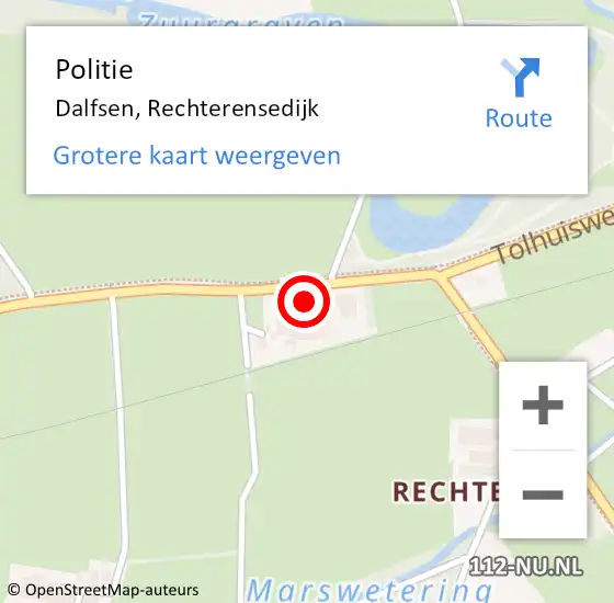 Locatie op kaart van de 112 melding: Politie Dalfsen, Rechterensedijk op 14 juni 2021 06:11