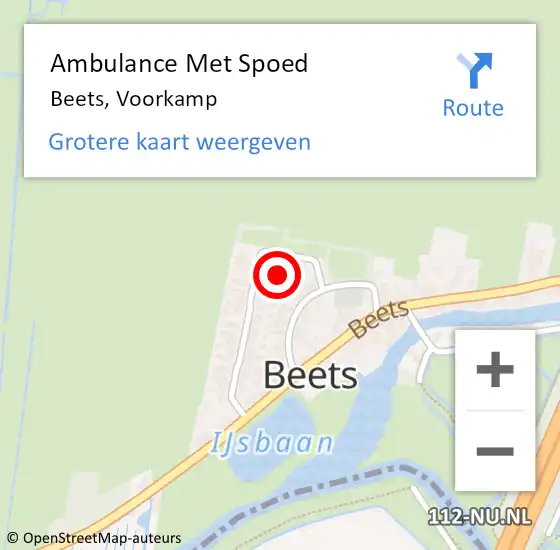 Locatie op kaart van de 112 melding: Ambulance Met Spoed Naar Beets, Voorkamp op 14 juni 2021 06:31